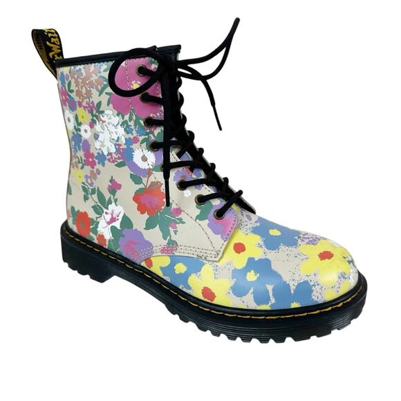 Dr. Martens Boots Womens 6 Floral Print Lace Up 1460 Y Multicolor Docs - Picture 1 of 10